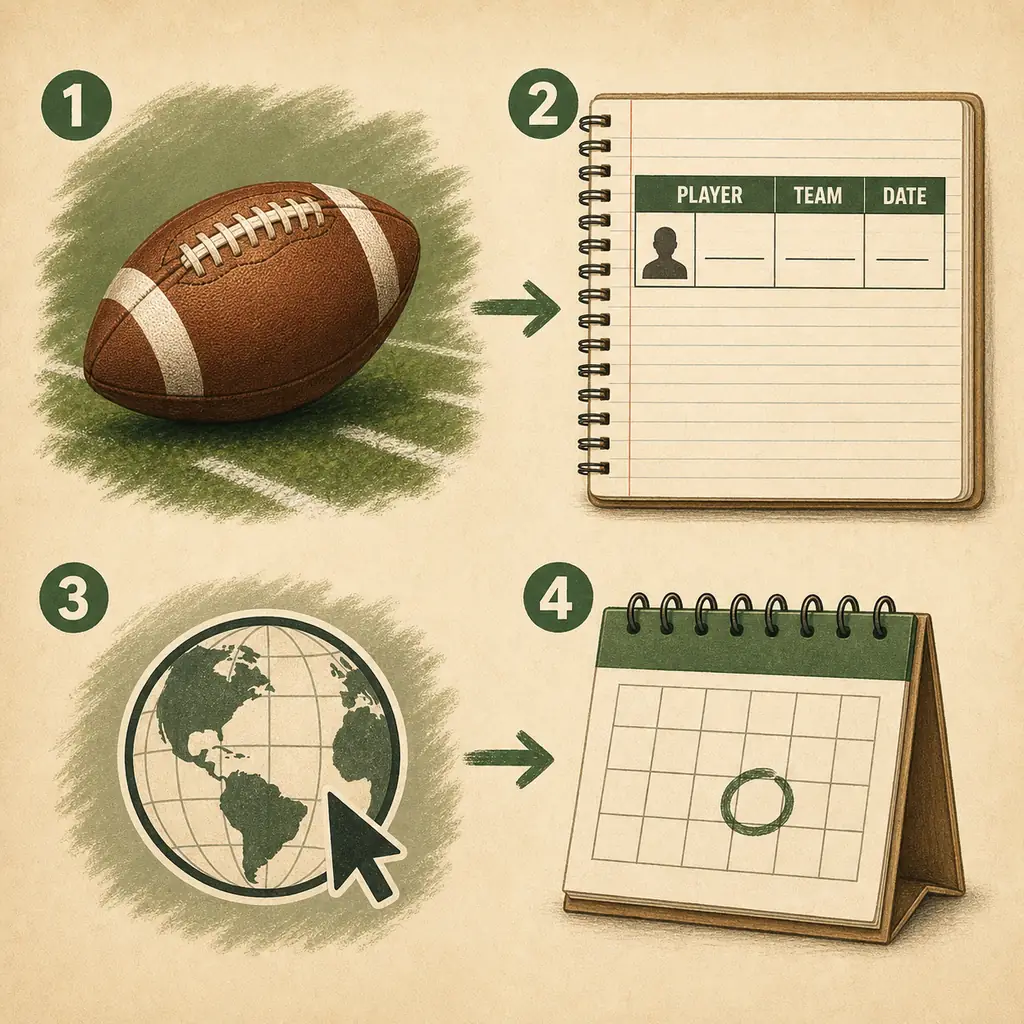 Editorial verification diagram connecting player, team, and date when checking a WR rating